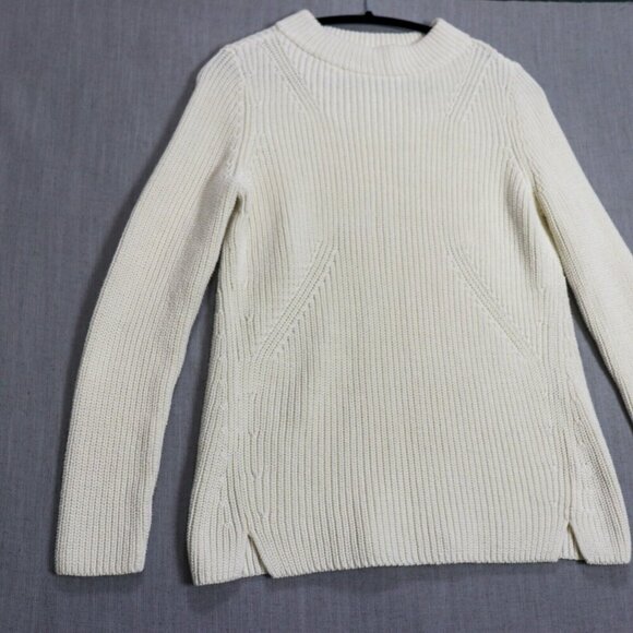 Talbots Rib Knit Sweater Womens M Pullover Crewneck Cotton Long Line Apris Ski - Picture 13 of 14
